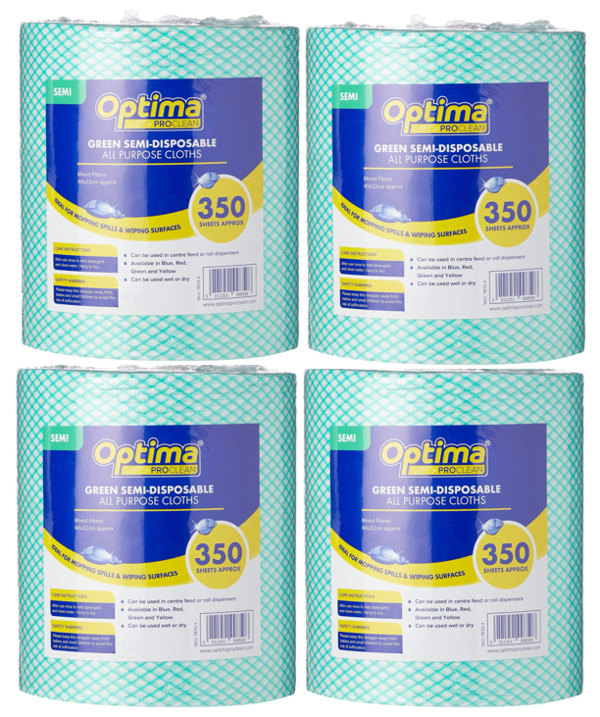 Ramon Hygiene Optima All Purpose, Non Woven Cloth Roll 350 Sheet {Green} - UK BUSINESS SUPPLIES