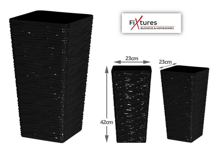 Fixtures Glaze Wave MEDIUM 42cm Planter {Black}