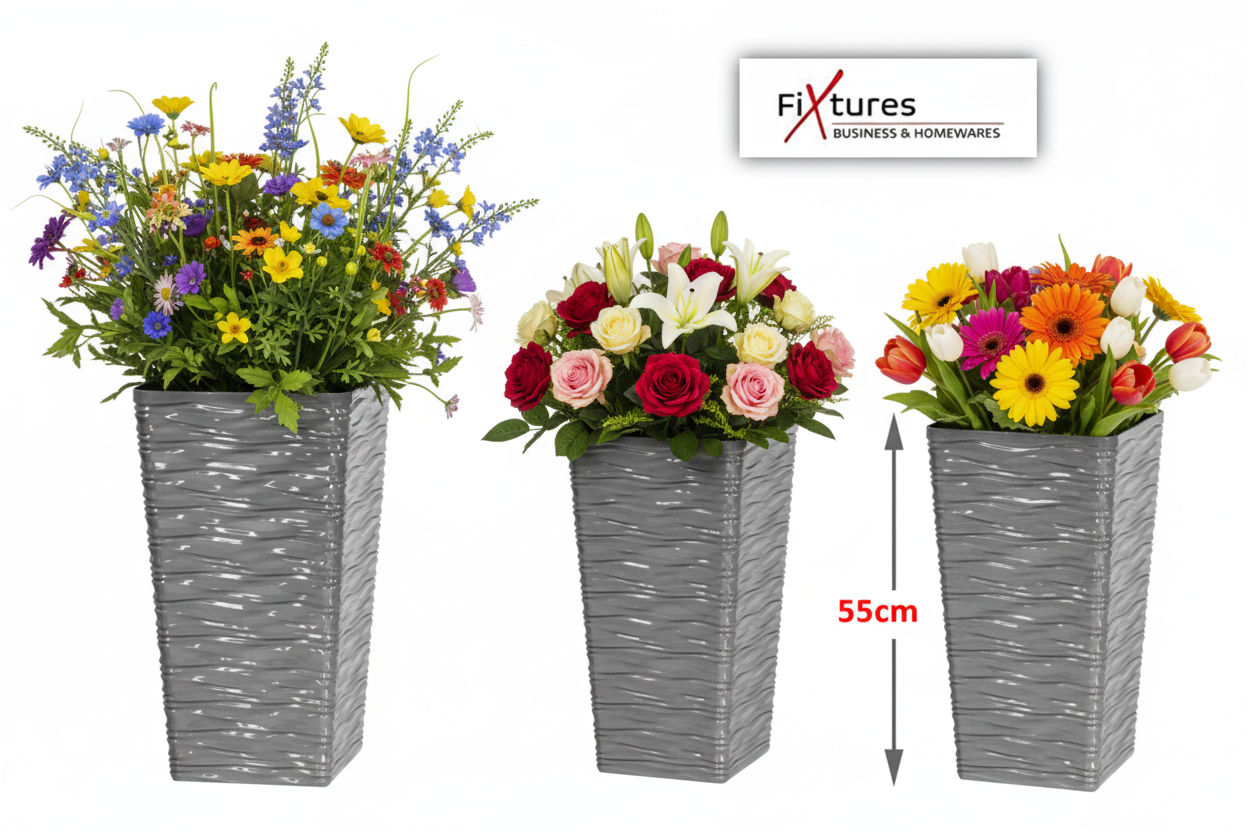 Fixtures Glaze Wave LARGE 55cm Planter {Grey}