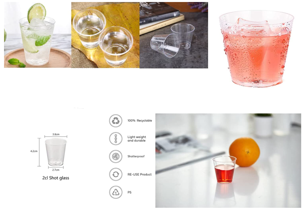 Belgravia 30ml/1oz  Plastic Shot Glasses (Pack of 100)