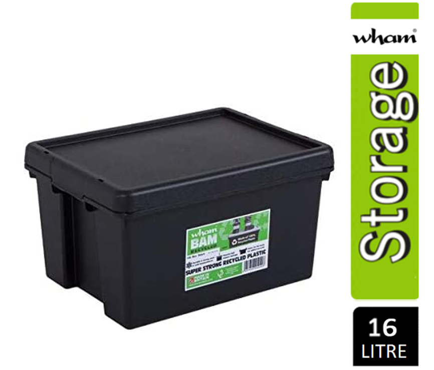 Wham Bam Black Recycled Storage Box 16 Litre - UK BUSINESS SUPPLIES