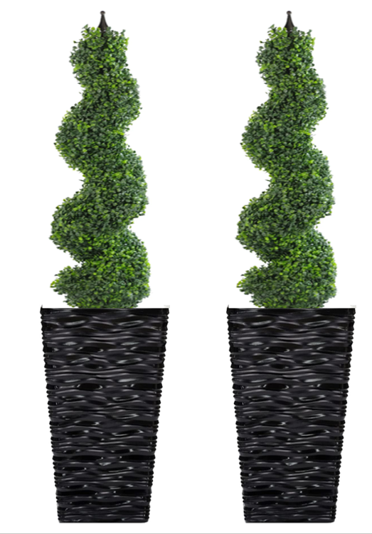 Fixtures Glaze Wave High Gloss LARGE Planter {Black} Indoor or Outdoor