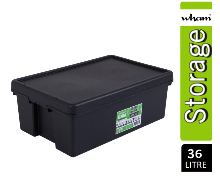 Wham Bam Black Recycled Storage Box 36 Litre - UK BUSINESS SUPPLIES
