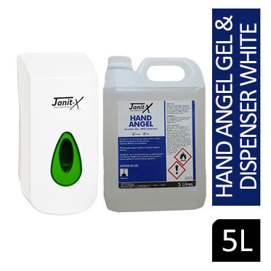 Janit-X Professional Clear Hand Angel Anti-Bacterial Alcohol Gel Sanitiser NHS Compliant 5 Litre & Janit-X 900ml Dispenser - UK BUSINESS SUPPLIES