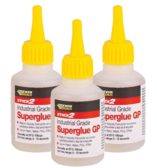 Everbuild Stick2 General Purpose Superglue | Industrial Grade | High Strength | Rapid Setting | Clear | 20g | 3 Pack Bundle