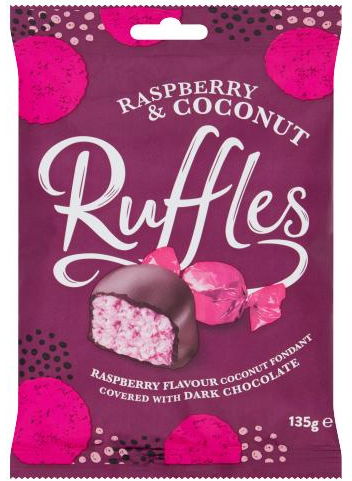 Ruffles Raspberry & Coconut 135g | 3 x Pack Bundle