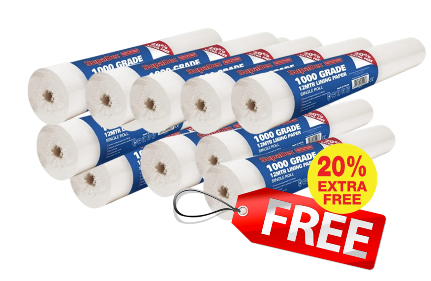 SupaDec Lining Paper 1000 Grade | 10m Plus 20% Free | 10 Roll Bundle