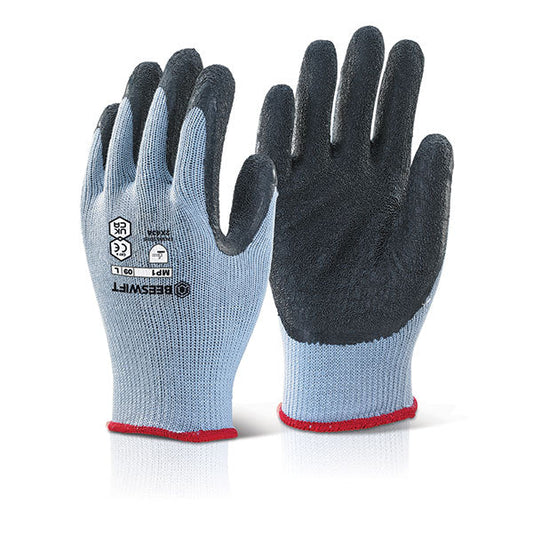 Beeswift 2000 Black/Blue Latex Gloves (Pair) ALL SIZES