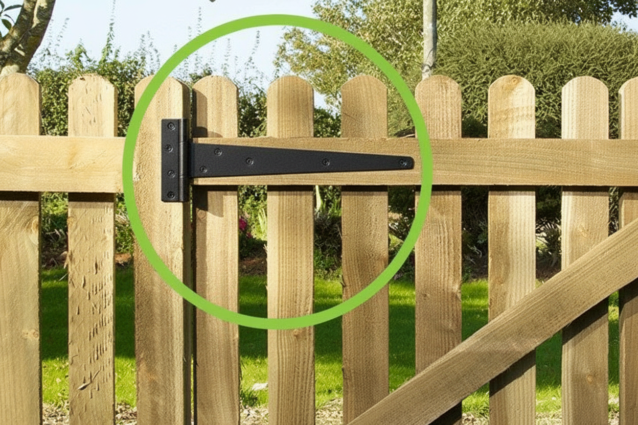 Pair of Light Duty Tee Hinges in Black or Zinc Plated Finish 250mm (10") Black