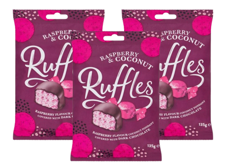 Ruffles Raspberry & Coconut 135g | 3 x Pack Bundle