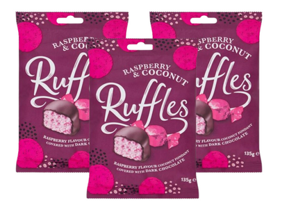 Ruffles Raspberry & Coconut 135g | 3 x Pack Bundle