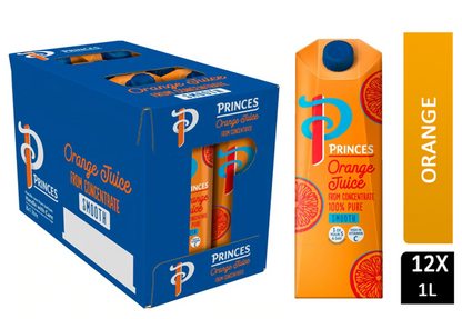 Princes 100% Pure Orange Juice 12 x 1L Tetra Pack - UK BUSINESS SUPPLIES