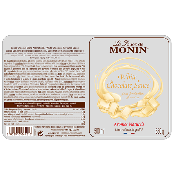 Monin White Chocolate Sauce 500ml