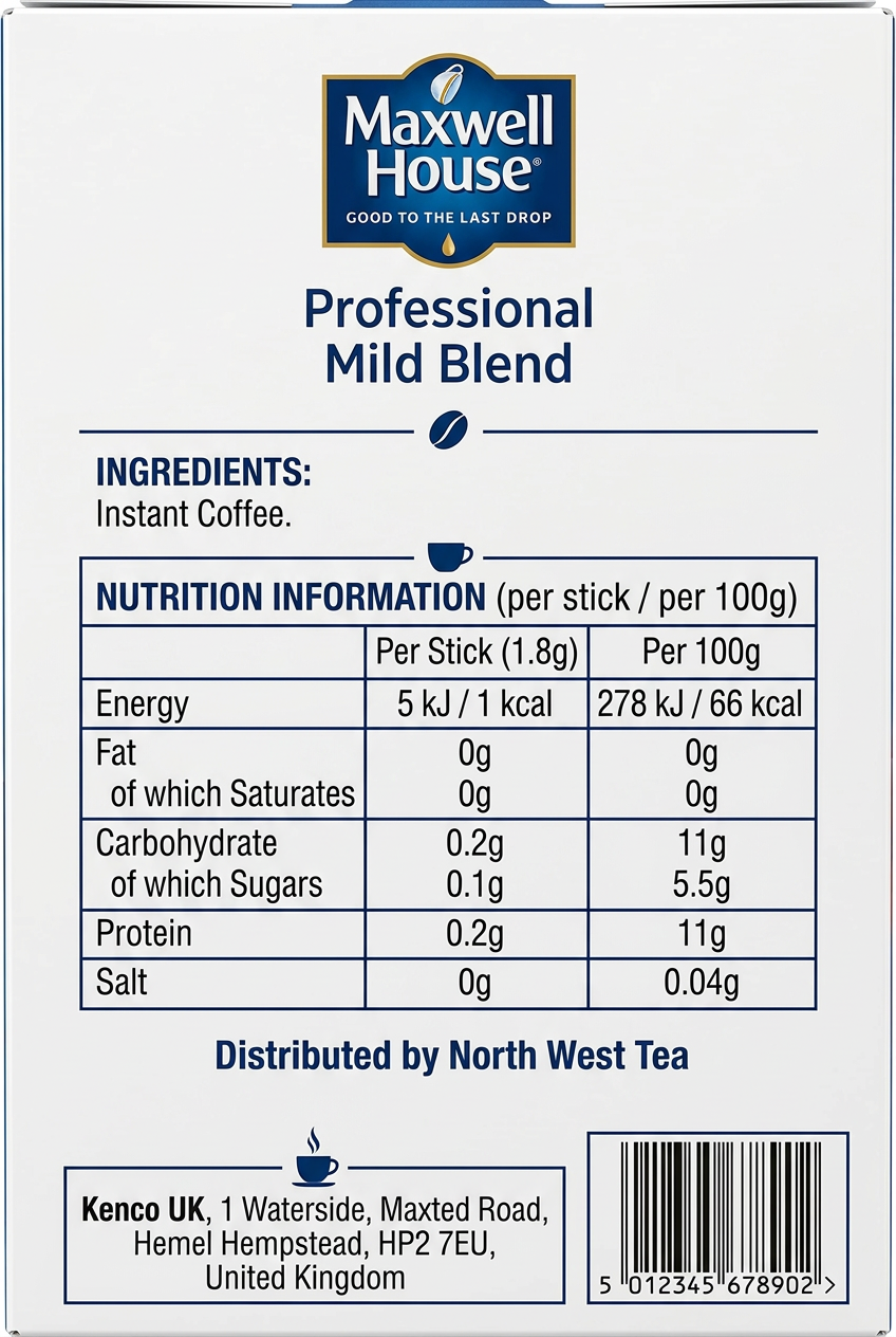 Maxwell House Mild Instant Coffee Box of 200 Sticks