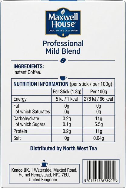 Maxwell House Mild Instant Coffee Box of 200 Sticks