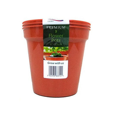 Stewart Flower Pots Pack 3 x 6" {15cm} Set - UK BUSINESS SUPPLIES