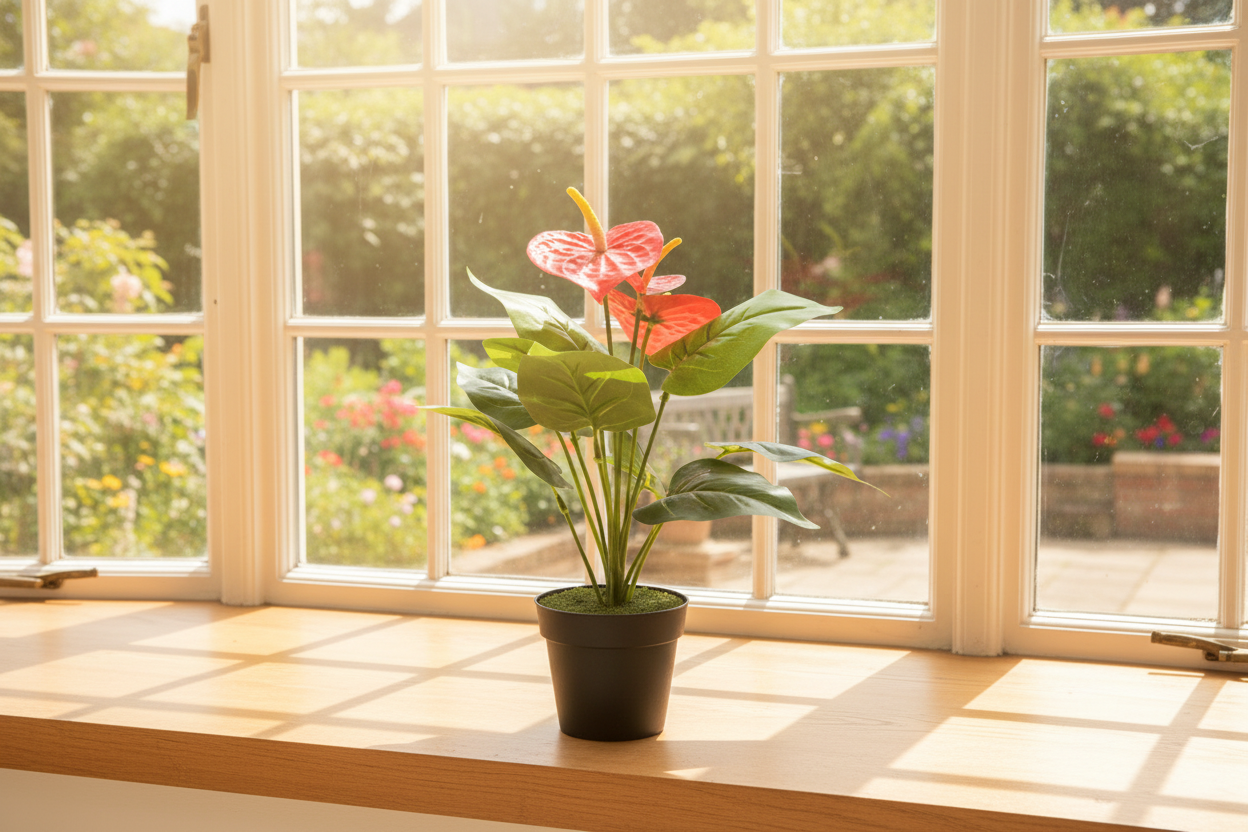 Fixtures Artificial Green & Red Leaves Plant 40cm