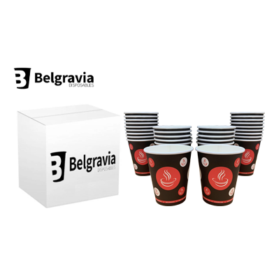 Belgravia 8oz Red & Black Single Walled Paper Cups 25's