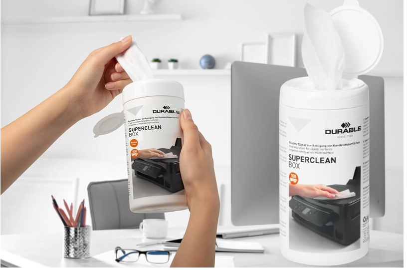 Durable Superclean Box Cleaning Wipes for Plastic Surfaces Alcohol Free (Pack of 100) 570802