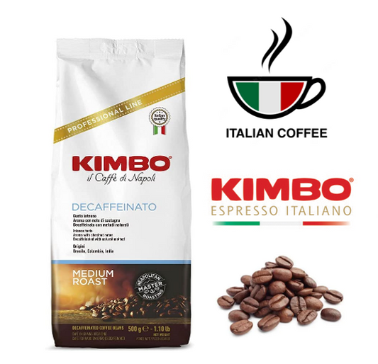Kimbo Decaf Medium Roast Coffee Beans - 500g