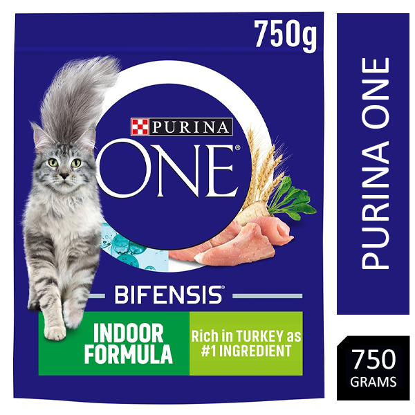 Purina ONE Indoor Dry Cat Food Turkey & Wholegrain 4 x 750g {Full Case}