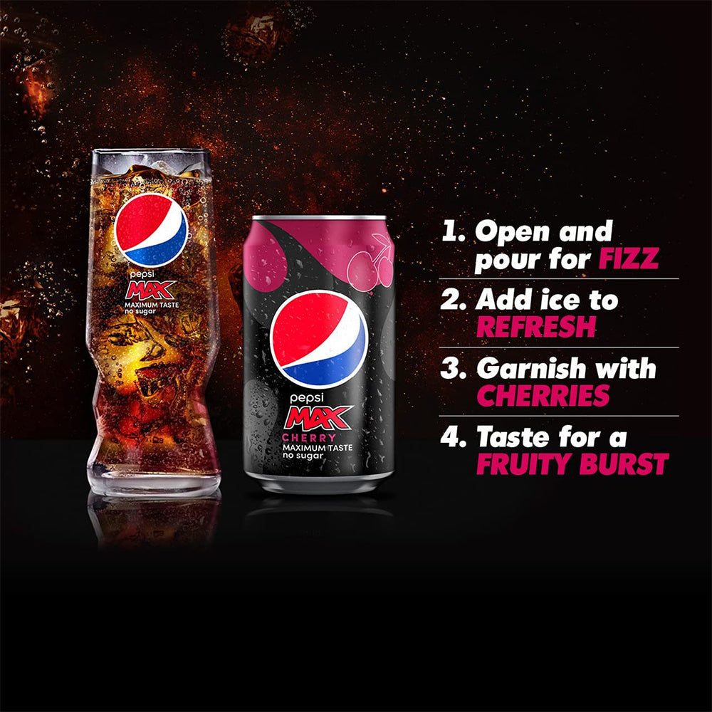 Pepsi Max No Sugar Cherry Cans 24 x 330ml