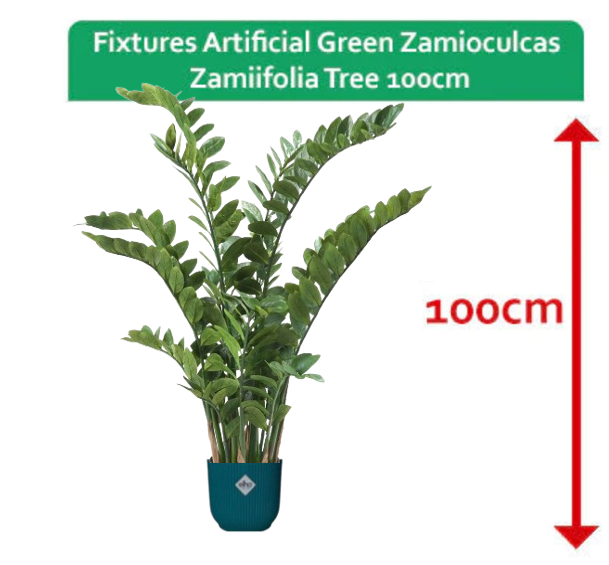 Fixtures Artificial Green Zamioculcas Zamiifolia Tree 100cm
