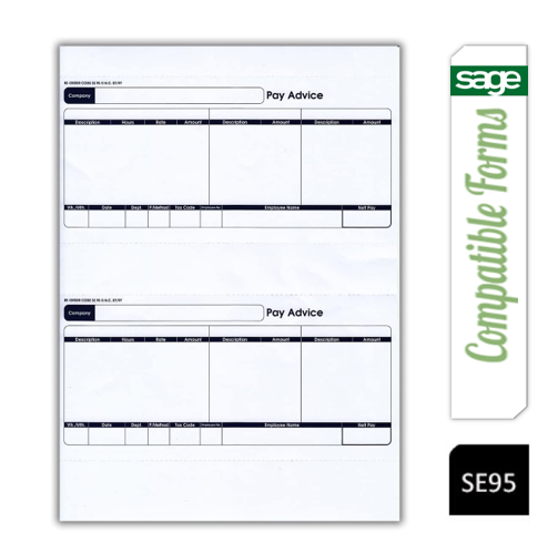 Sage (SE95) 1-Part Laser Pay Advice Forms Pack 1000's