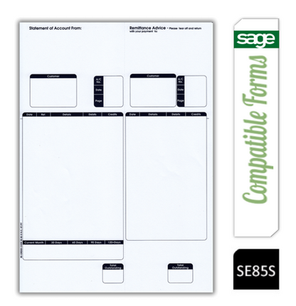 Sage (SE85S) Compatible A4 Statement/Remittance Advice Forms Pack 500's - UK BUSINESS SUPPLIES