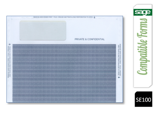 Sage {SE100} Compatible Tape Seal Payslip Mailers 100gsm (Pack of 500)