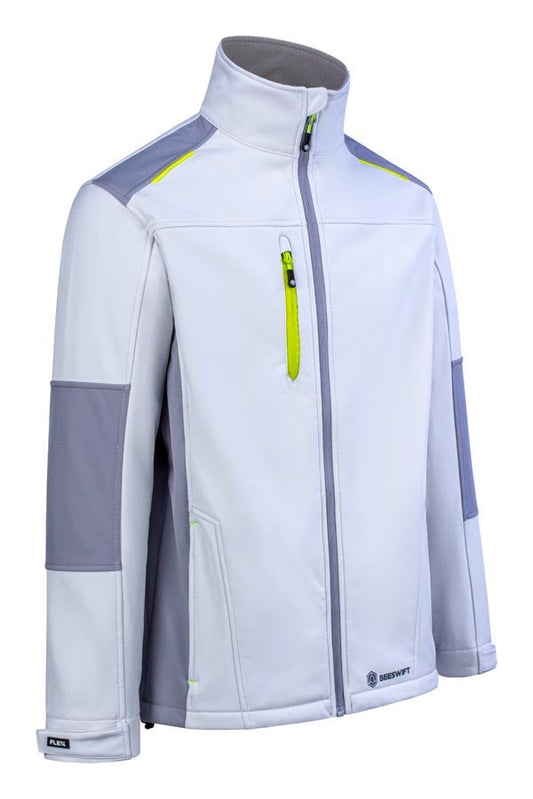 Flex Softshell Jacket Two-Tone White Grey ALL SIZES