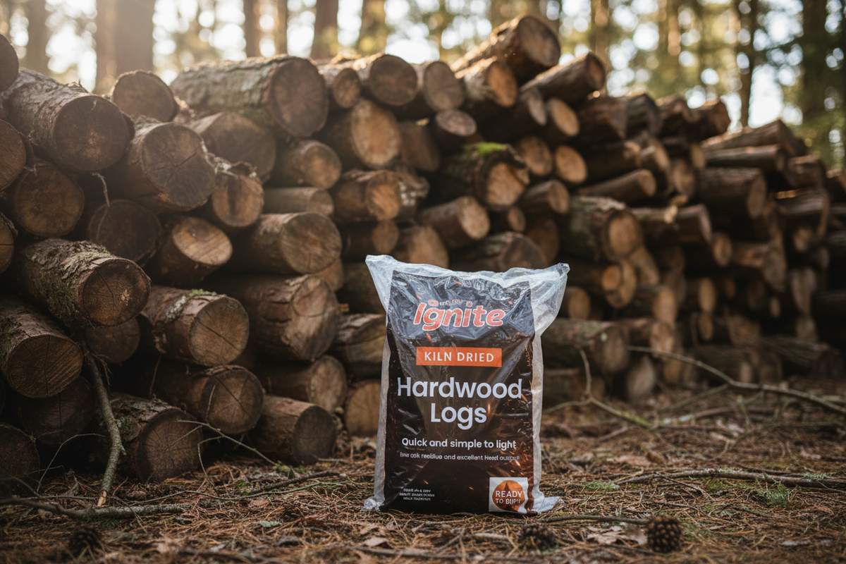 Ignite Kiln Dried Hardwood Logs Quick to Light Wood Fuel 3kg
