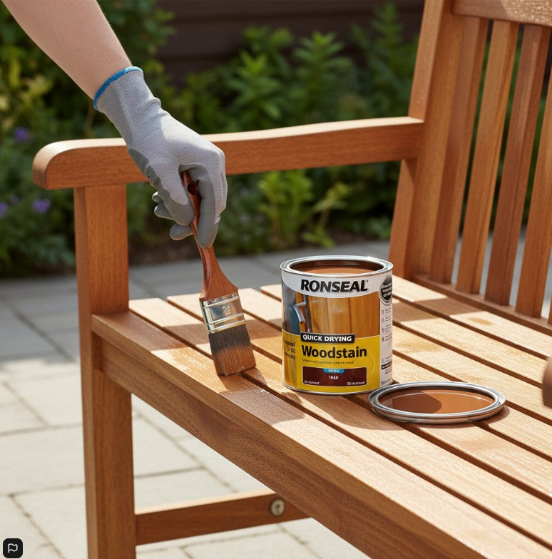 Ronseal Teak Satin Woodstain | Soft or Hard Wood | Quick Drying | 750ml