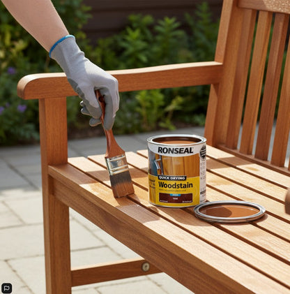 Ronseal Teak Satin Woodstain | Soft or Hard Wood | Quick Drying | 750ml