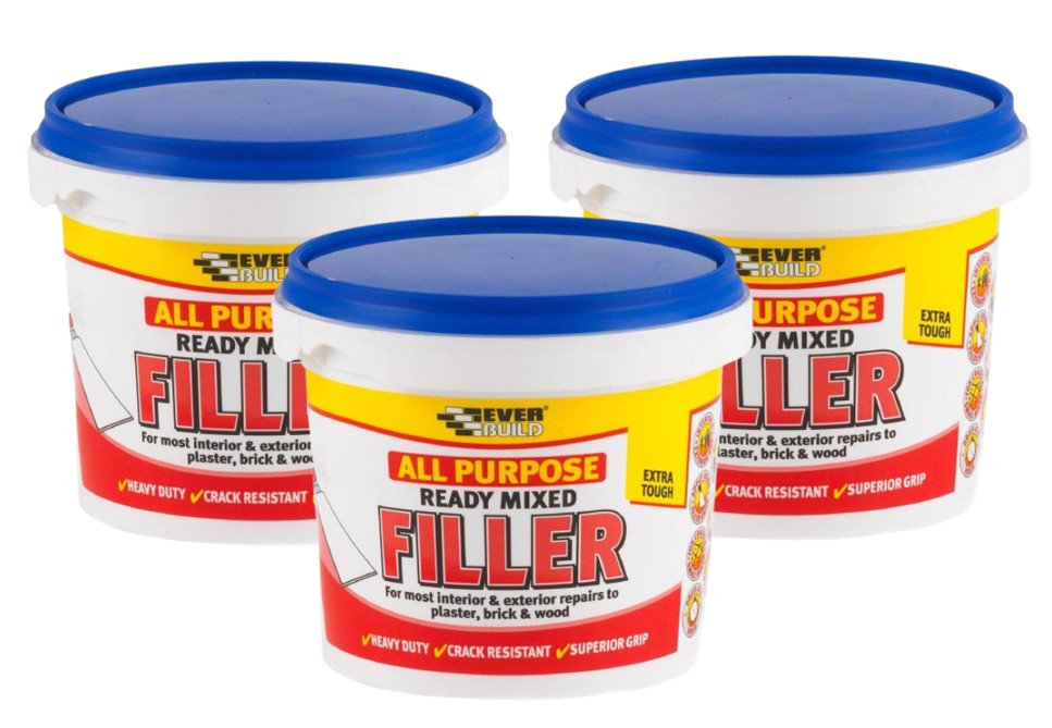 Everbuild All Purpose Ready Mixed Filler | Interior And Exterior Use | White | 3 x 1Kg Tub Bundle