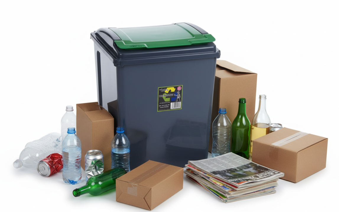 Wham Recycle It Green Bin & Lid 50 Litre