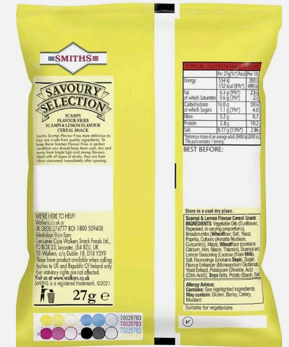 Walkers Smiths Scampi Fries Pub Card Snacks 24 x 27g