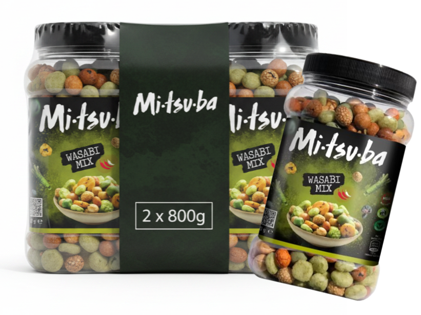 Mitsuba Wasabi Snack Mix 800g | 1 x 800g Resealable Tub