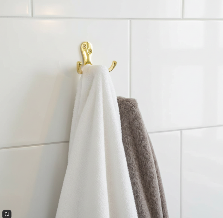 Securit Double Robe Hook | 75mm | Brass | S2567 | 1 x Double Hanging Hook