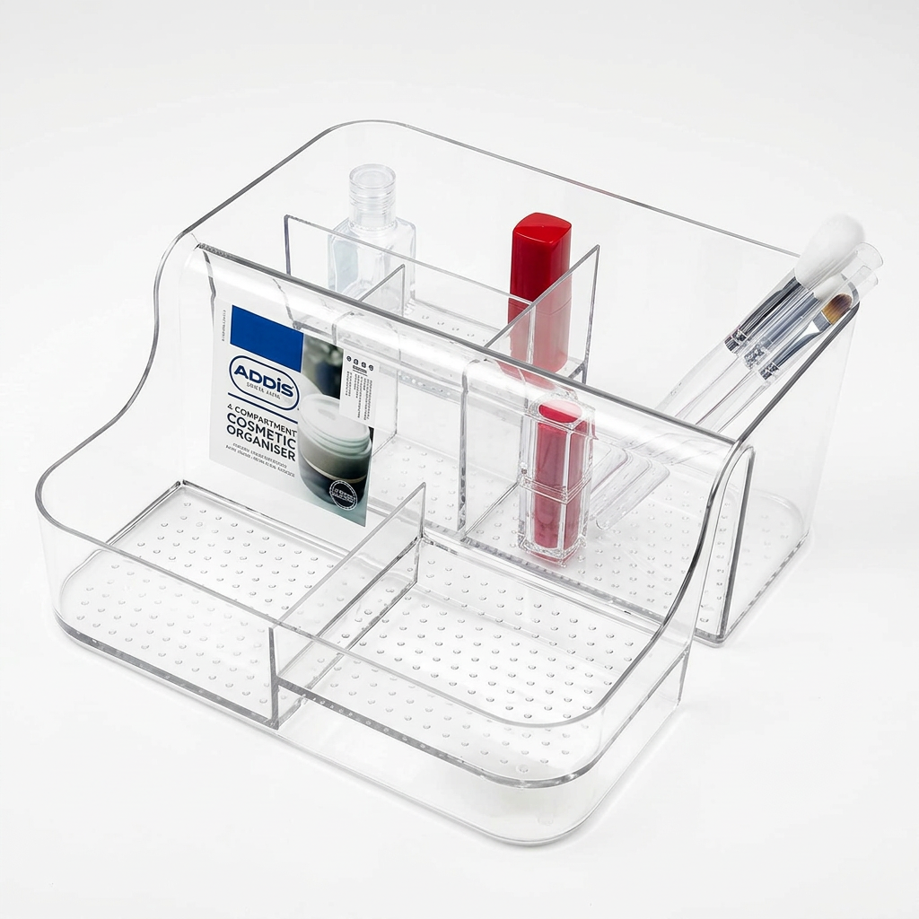 Addis Acrylic 6 Compartment Organiser | Cosmetics , Stationery Tea & Coffee | 1 x 6 Compartment