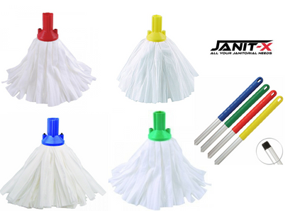 Janit-X Big White Mop Head Blue (10 Mop Pack) - UK BUSINESS SUPPLIES