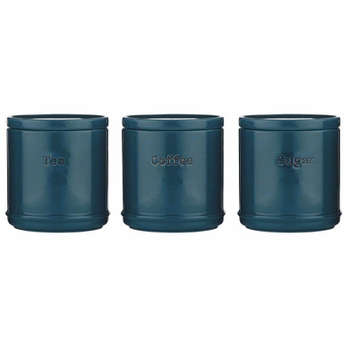 Accents Teal Tea/Coffee/Sugar Canisters 3 Set - UK BUSINESS SUPPLIES