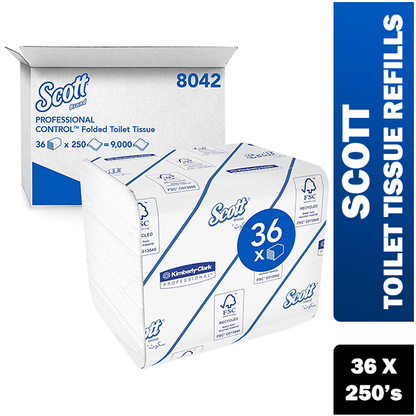 Scott Toilet Tissue Refills 250 Sheets Bulk ,Pack of 36, {8042} - UK BUSINESS SUPPLIES