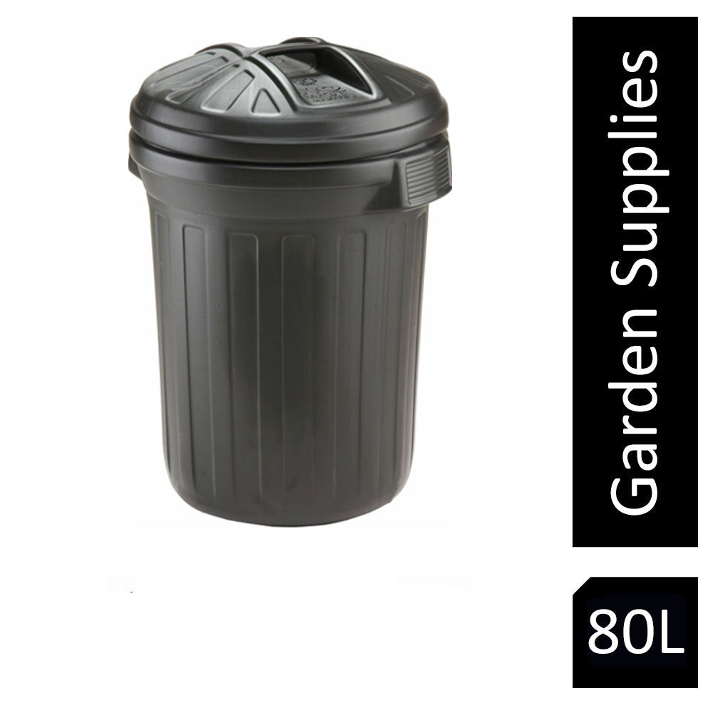 Fixtures Strata Refuse Bin Secure Push On Lid Black 80L - UK BUSINESS SUPPLIES
