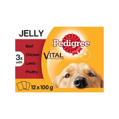 Pedigree Adult Dog Food Pouches Mixed Selection in Jelly 12 x 100g