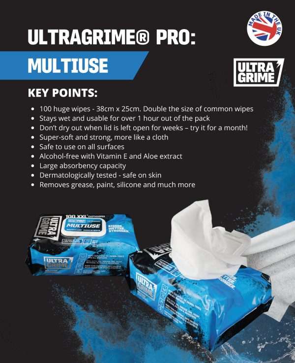 Ultragrime Huge Multipurpose Cleaning Wipes - Pack Of 100