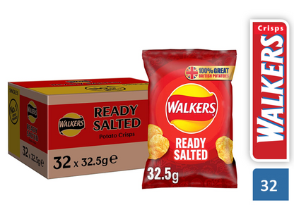 Walkers Ready Salted Crisps Pack 32's - UK BUSINESS SUPPLIES