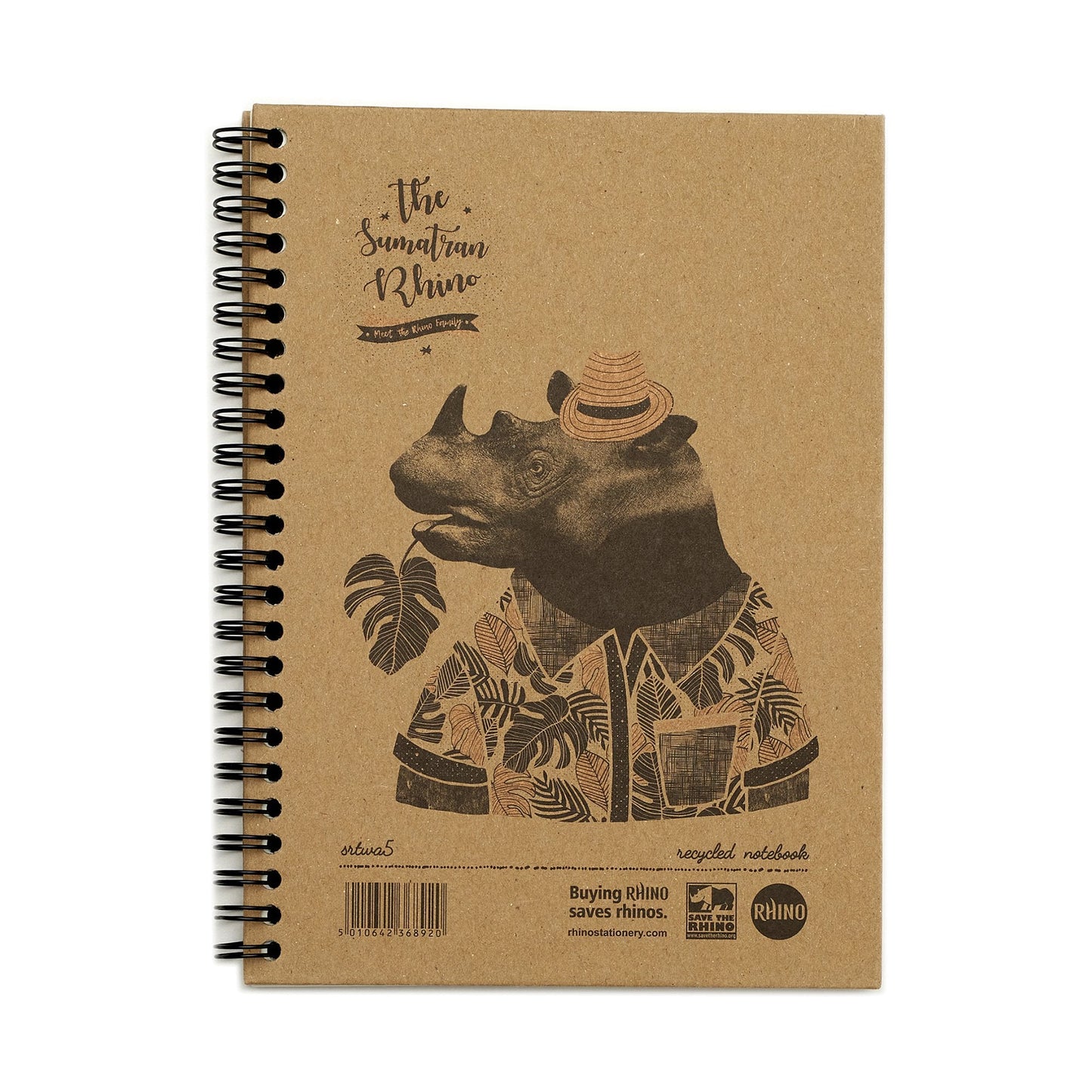Save The Rhino Recycled Twinwire Hardback Notebook A5 160 Pages (Pack 5) SRTWA5