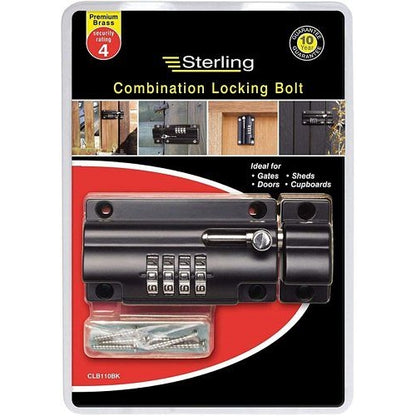 Burg Wachter {Sterling} CLB110BK 110mm 4 Combination Locking Bolt