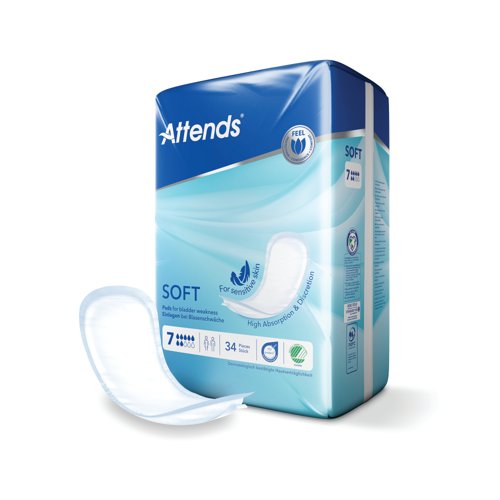 Attends Soft Sanitary Pads For Sensitive Skin Size 7 (Pack of 34) 204818